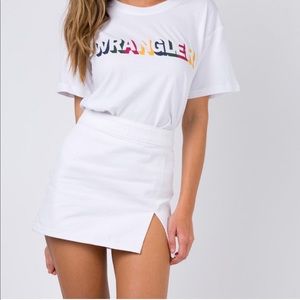White Denim Mini Skirt